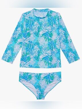 Lilly Pulitzer Girls Two-Piece Long Sleeve Rashguard. Size 7. EUC